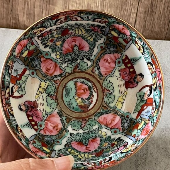 Vintage Rose Medallion Bowl and Spoon Y. Y. Japanese Porcelain Ware Hong Kong - Picture 3 of 13